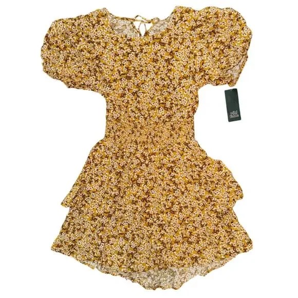 Wild Fable Dress Womens Medium Floral Print Smocked Waist Backless Lightweight - Picture 2 of 4